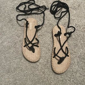 Black Espadrille Gladiator Sandal